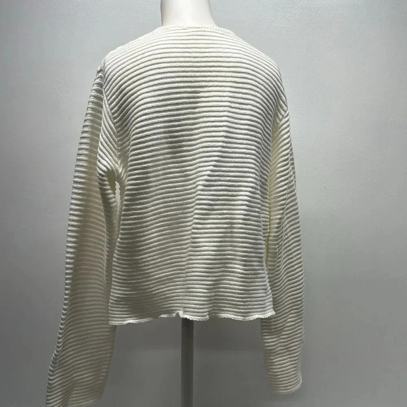 Habitat Cardigan Sweater Knit Button Down Ribbed Cotton White Size Small Medium - Picture 4 of 8
